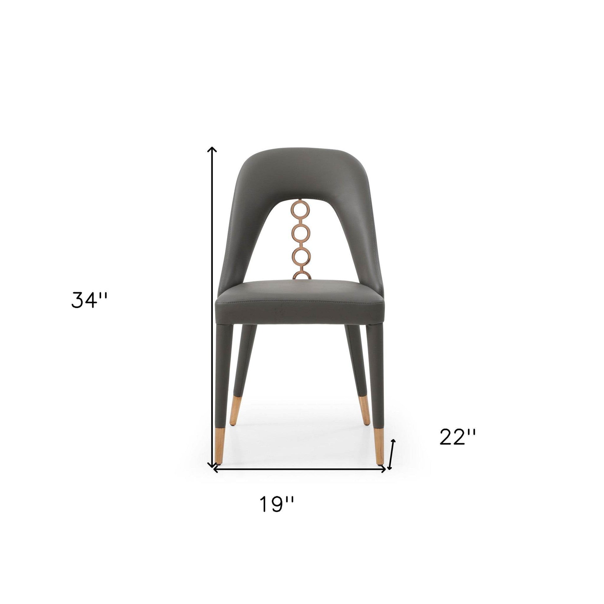 Set of Two Gray Upholstered Faux Leather Dining Side Chairs - Loft&Timber