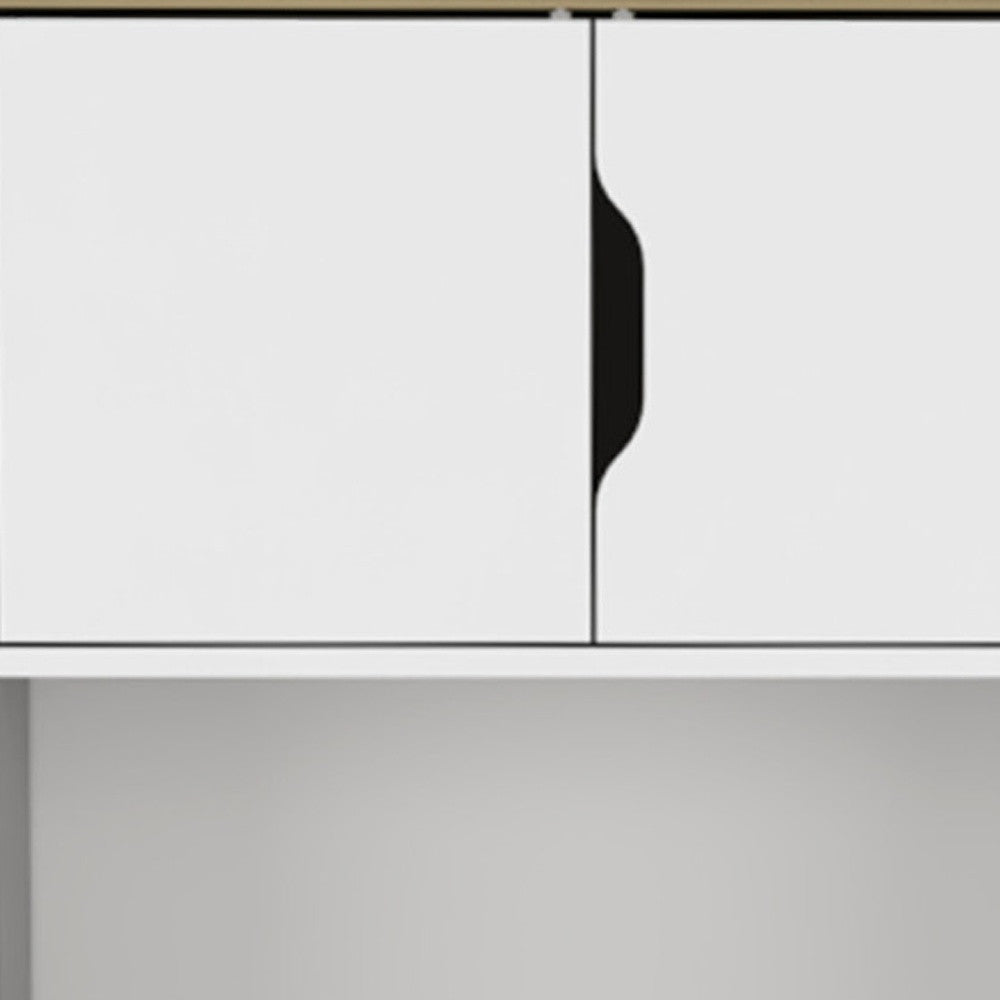 67" Light Oak and White Pantry Cabinet with Two Shelves - Loft&Timber