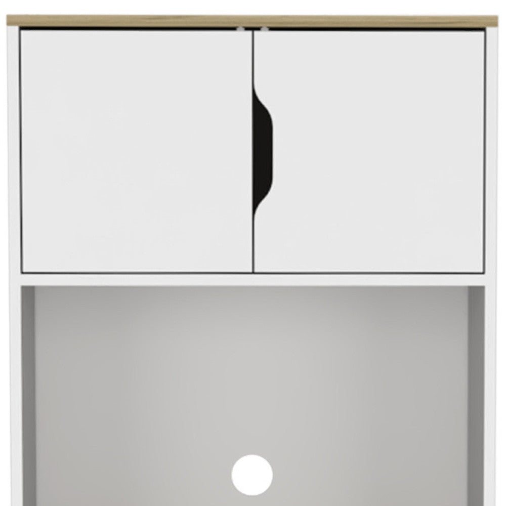 67" Light Oak and White Pantry Cabinet with Two Shelves - Loft&Timber