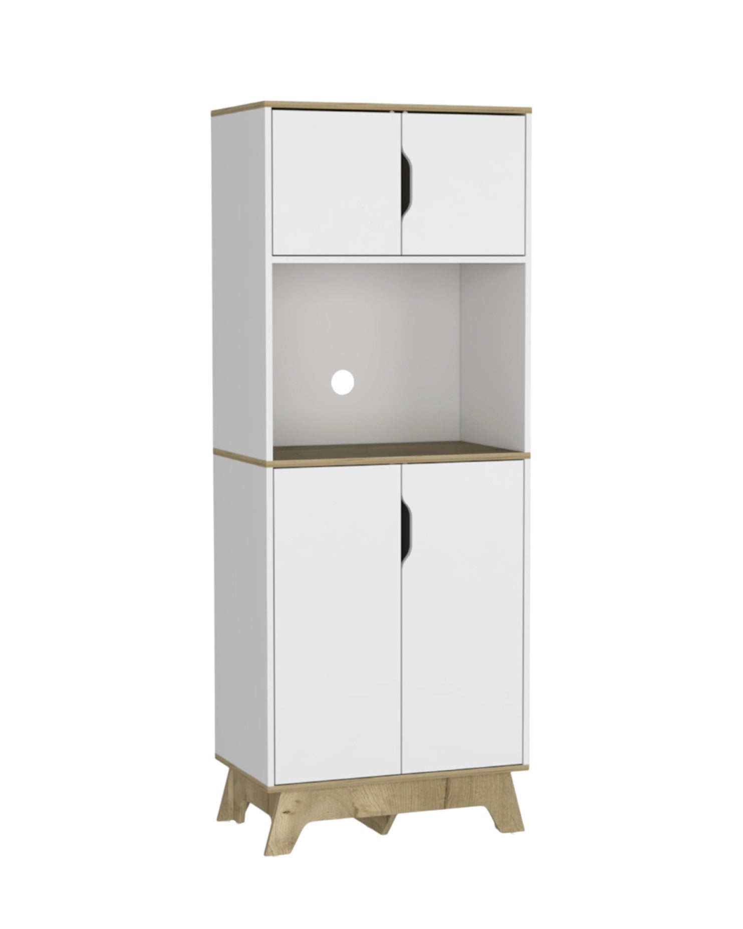 67" Light Oak and White Pantry Cabinet with Two Shelves - Loft&Timber