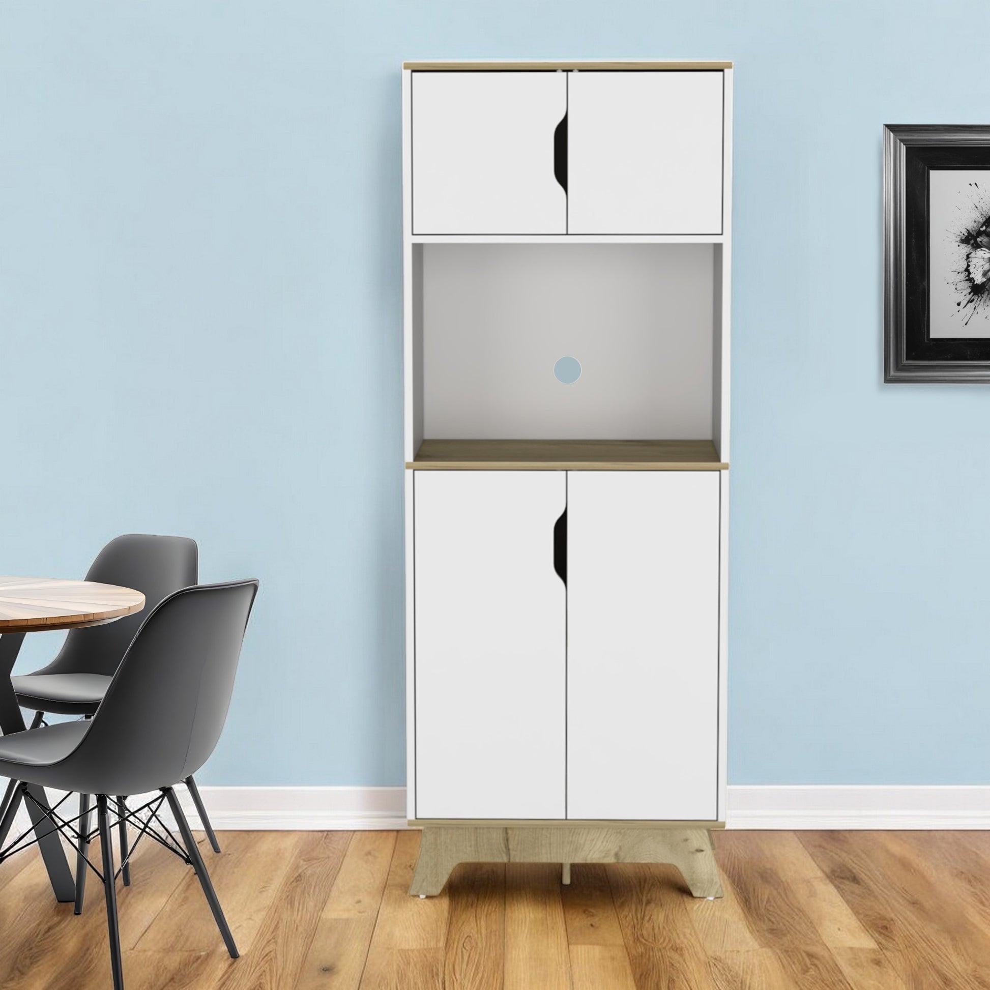 67" Light Oak and White Pantry Cabinet with Two Shelves - Loft&Timber