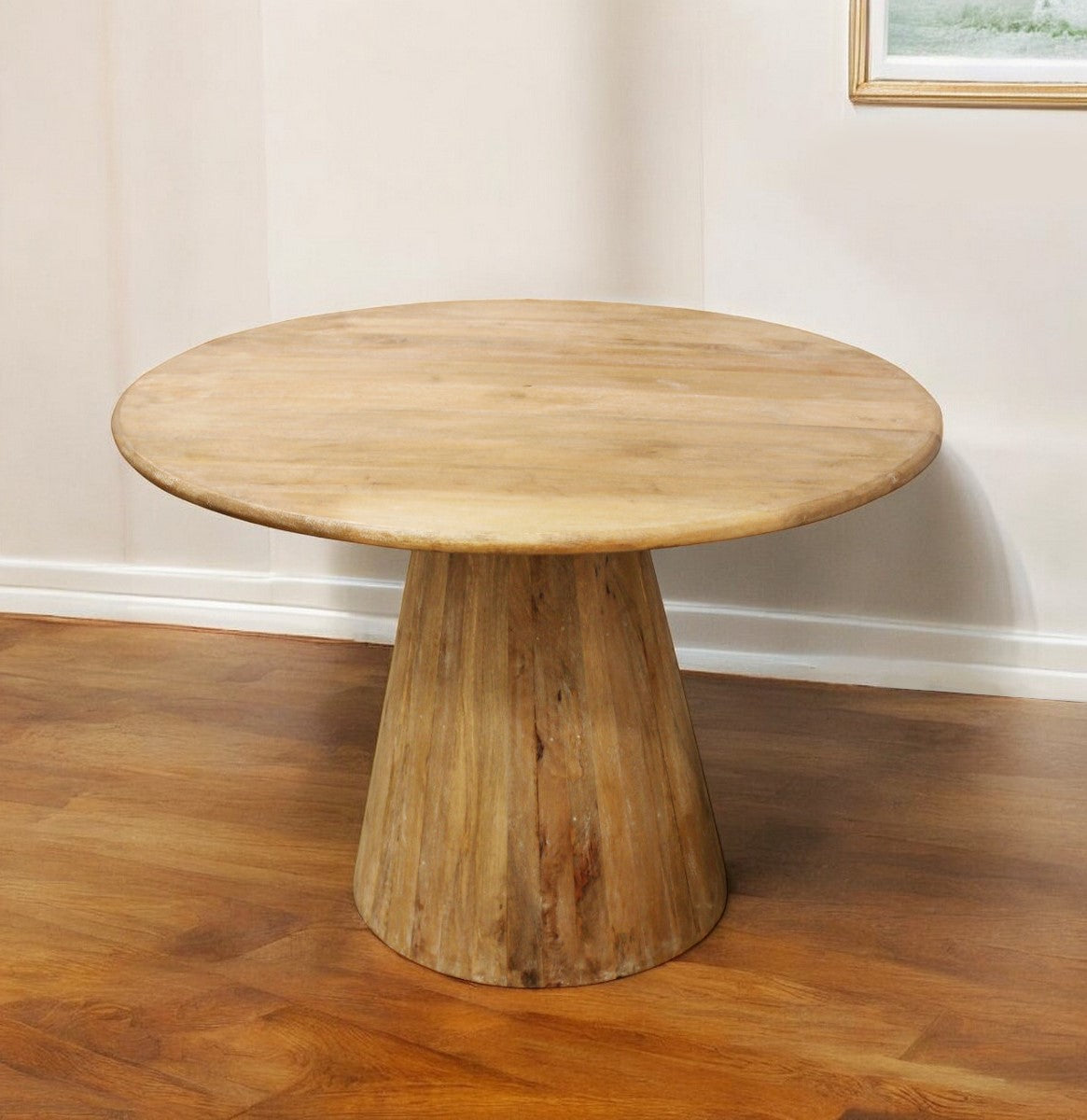 42" Natural Solid Wood Pedestal Base Round Top Dining Table - Loft&Timber