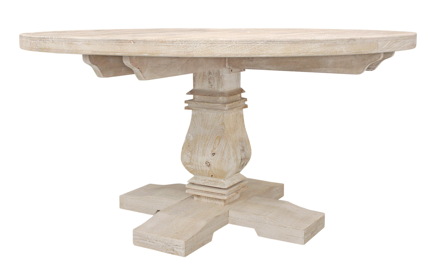 58" Natural Rounded Solid Wood Pedestal Base Dining Table - Loft&Timber