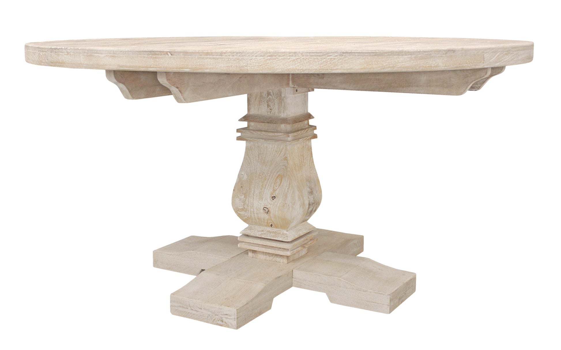 58" Natural Rounded Solid Wood Pedestal Base Dining Table - Loft&Timber