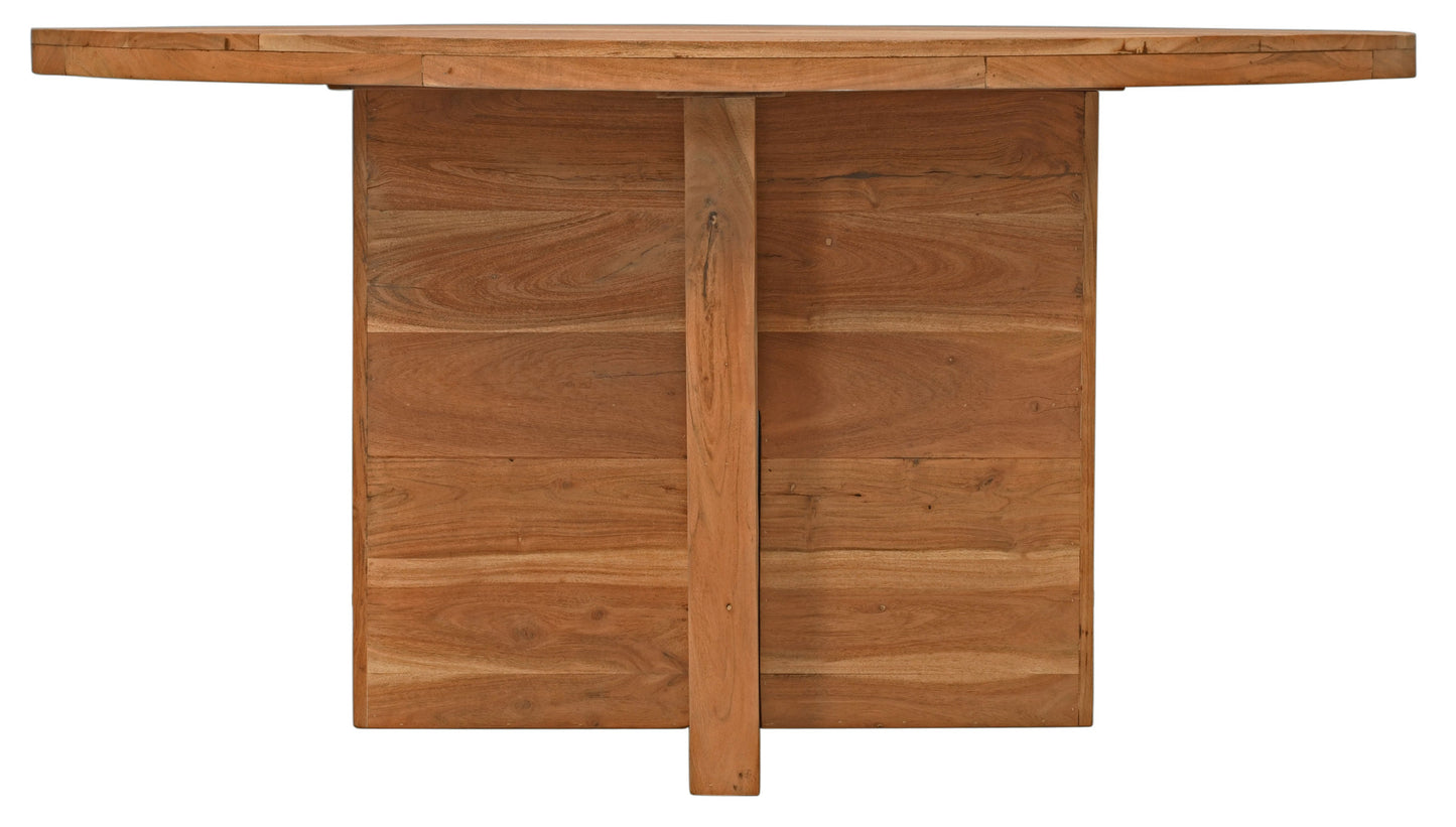 60" Natural Rounded Solid Wood Pedestal Base Dining Table - Loft&Timber