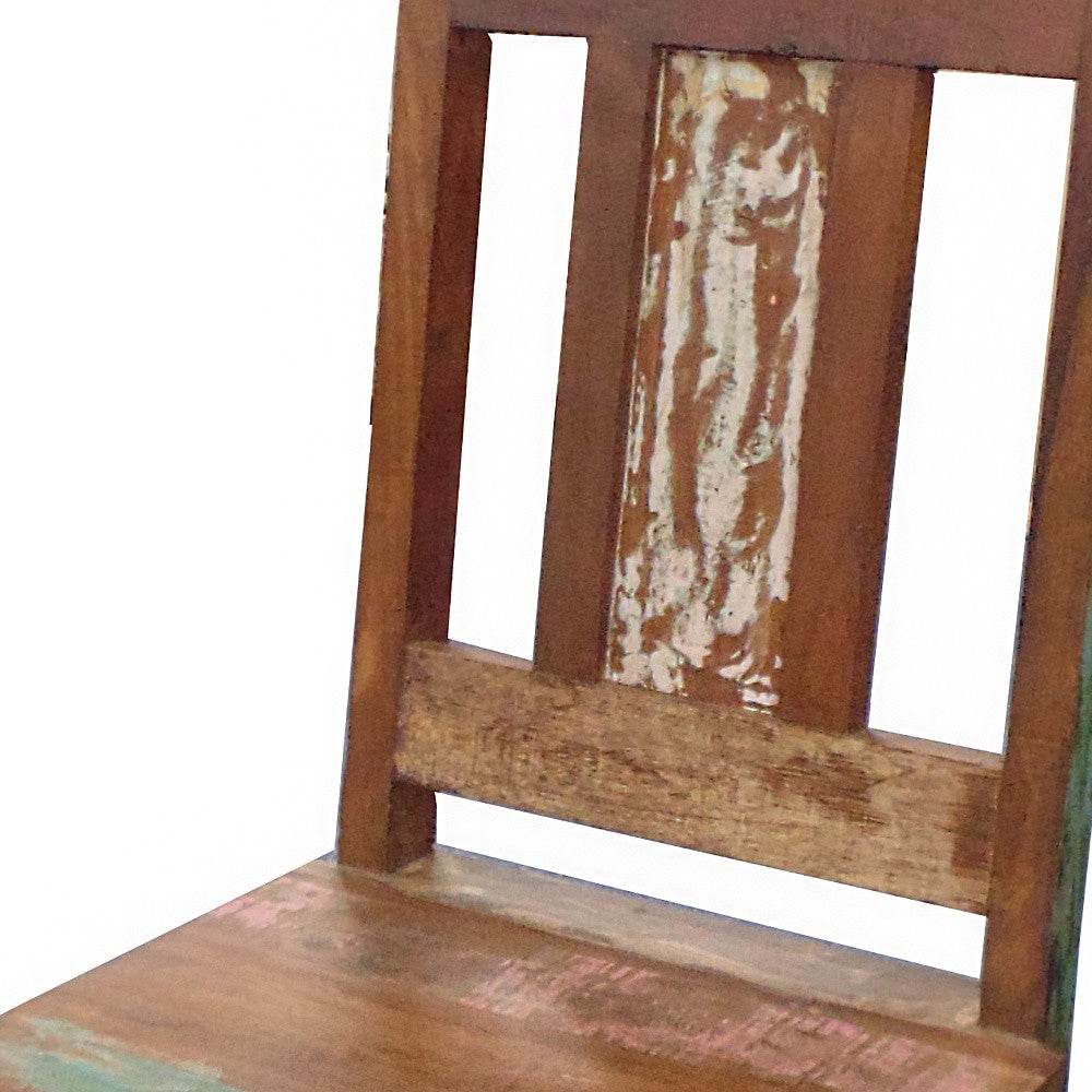 Set of Two Brown Slat Back Dining Side Chairs - Loft&Timber