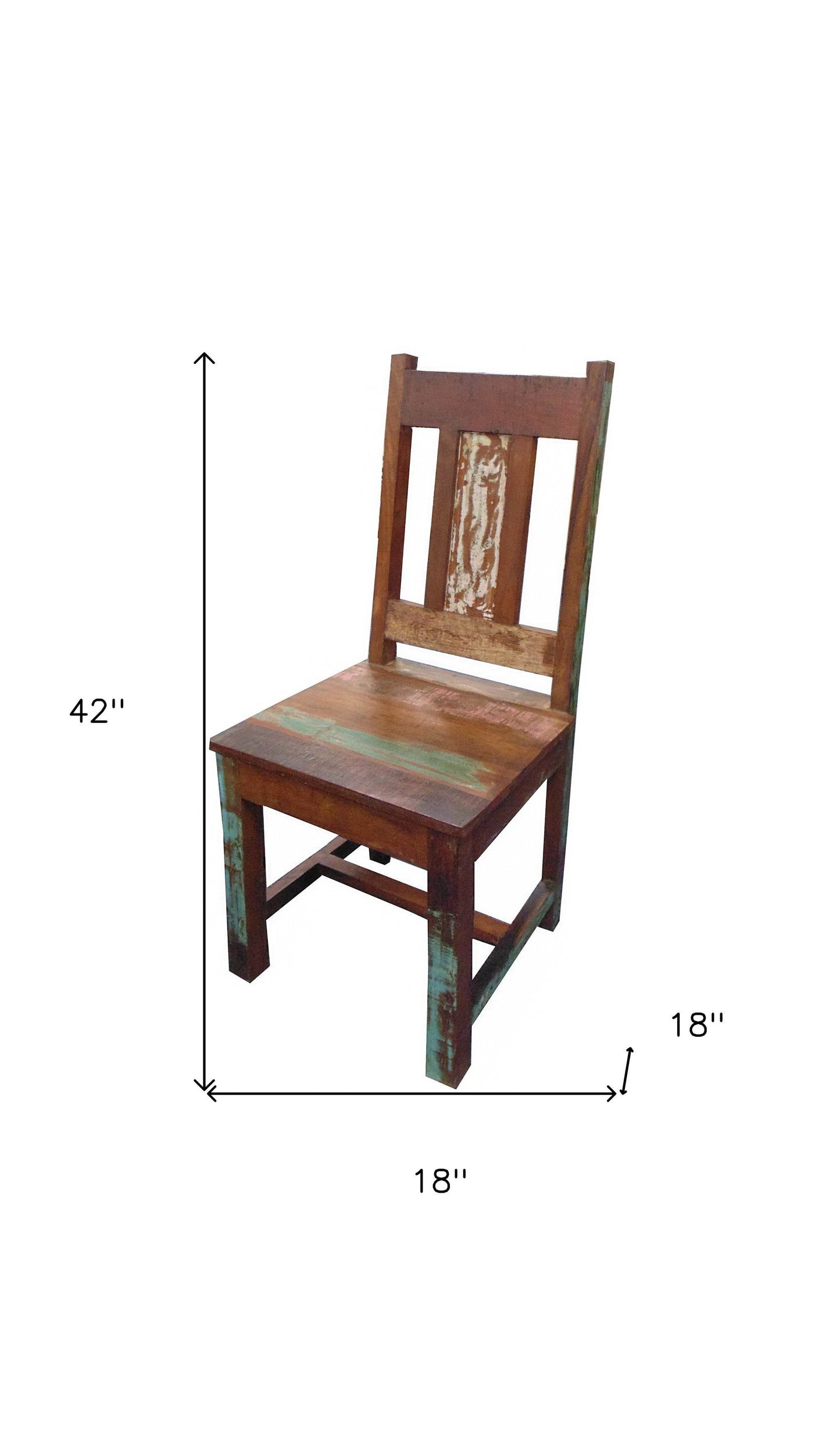 Set of Two Brown Slat Back Dining Side Chairs - Loft&Timber