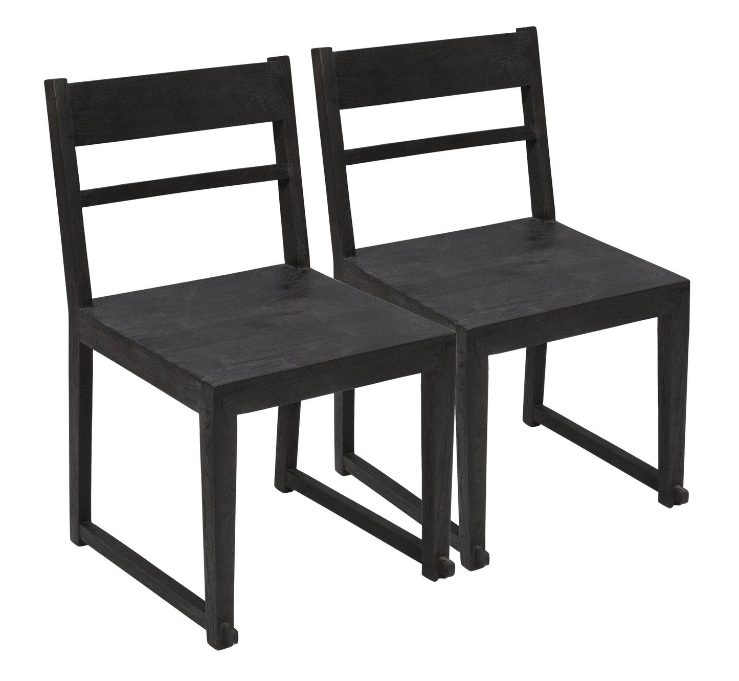 Set of Two Dark Gray Ladder Back Dining Side Chairs - Loft&Timber