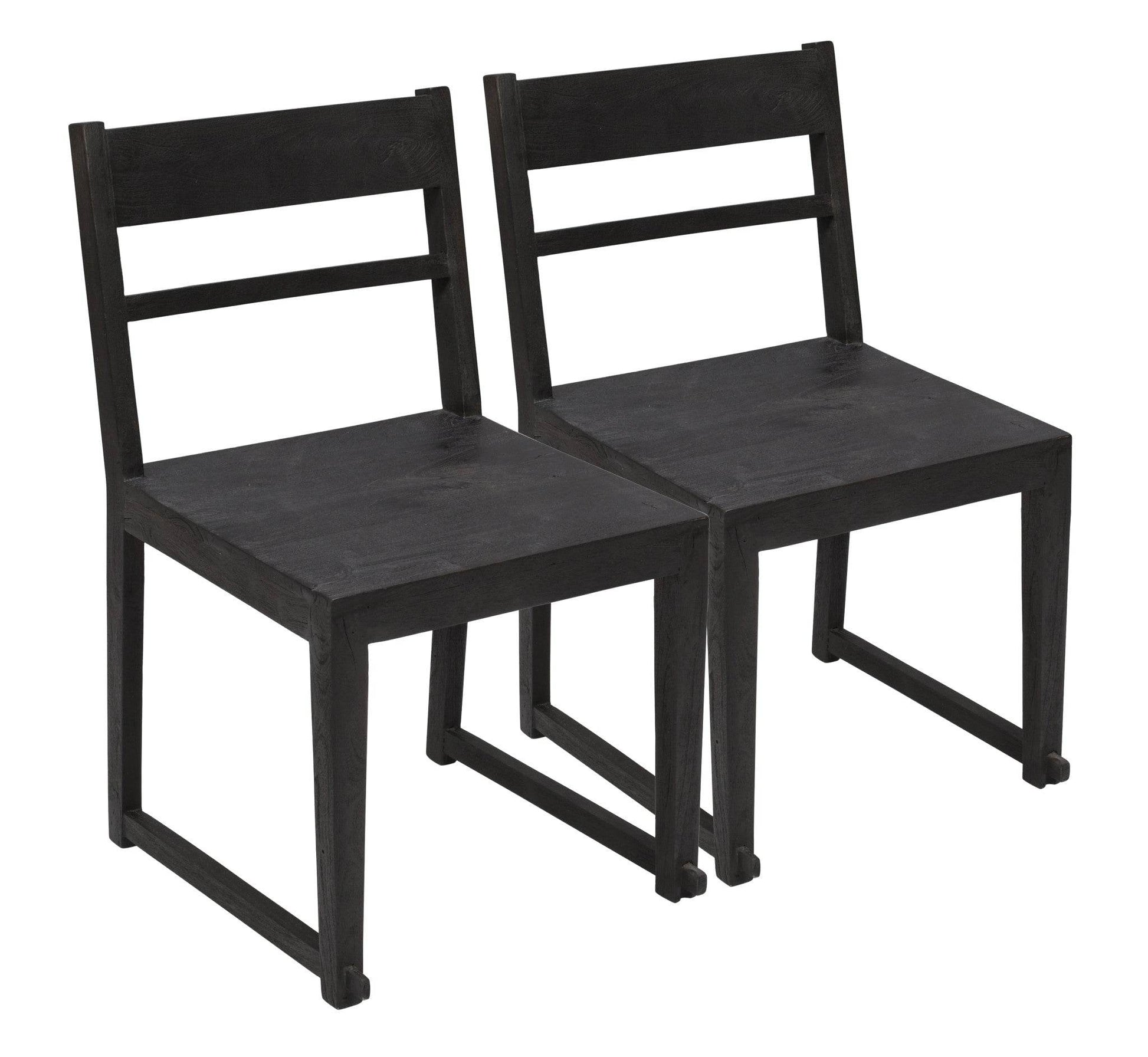Set of Two Dark Gray Ladder Back Dining Side Chairs - Loft&Timber