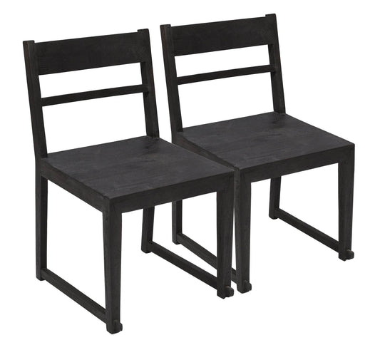 Set of Two Dark Gray Ladder Back Dining Side Chairs - Loft&Timber