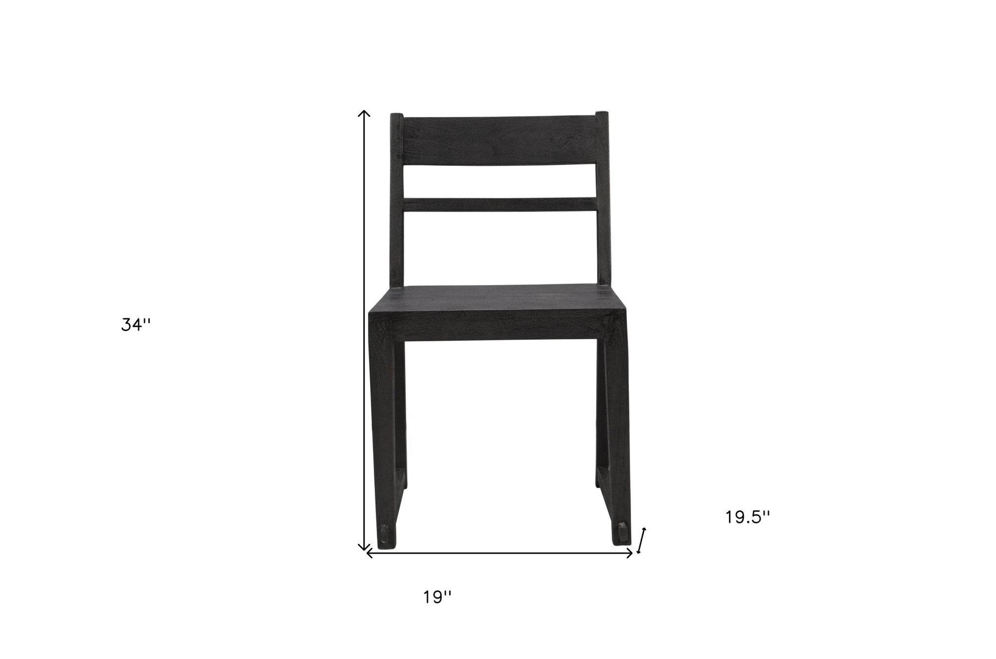 Set of Two Dark Gray Ladder Back Dining Side Chairs - Loft&Timber