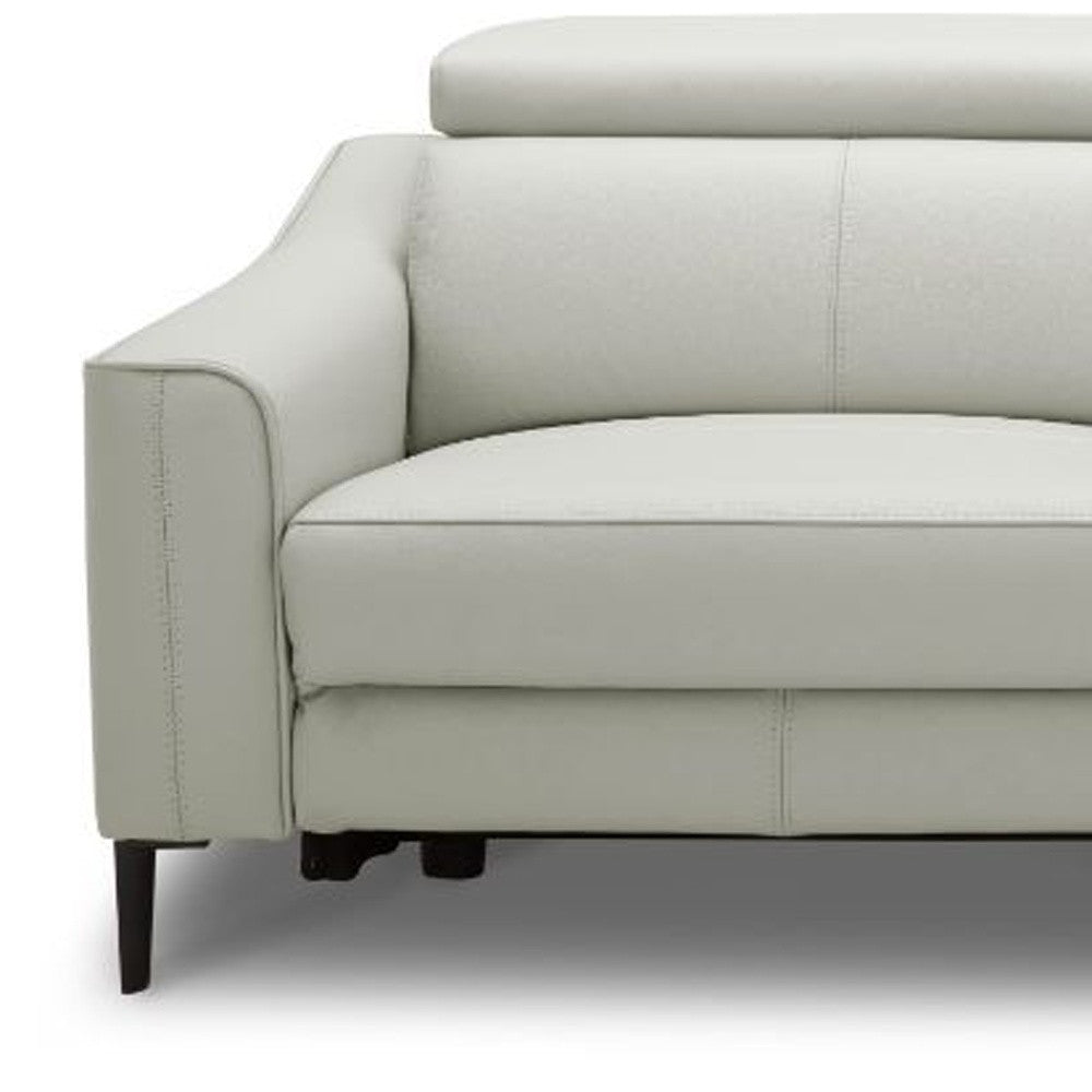 74" Gray Leather Reclining Sofa With Black Legs-2