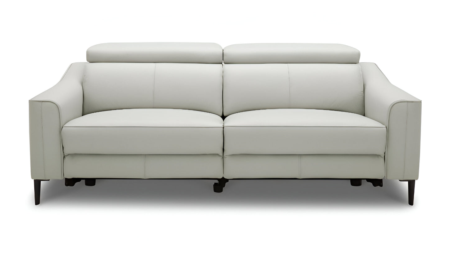 74" Gray Leather Reclining Sofa With Black Legs-1