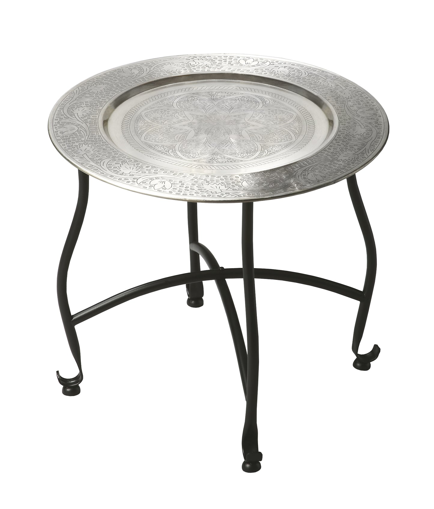 14" Black And Silver Aluminum Round End Table - Loft&Timber
