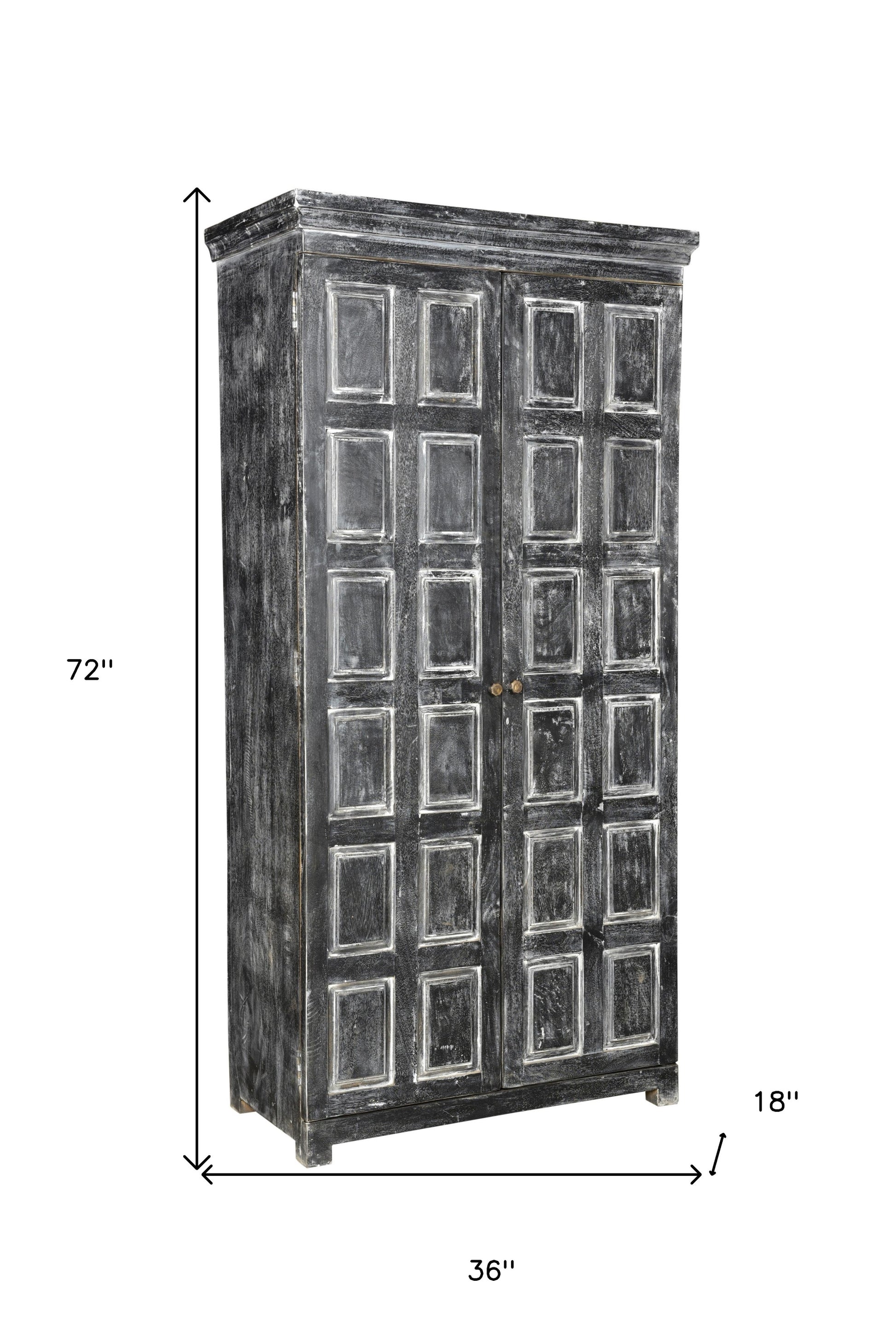 72" Dark Gray Solid Wood Pantry Or Storage Closet - Loft&Timber