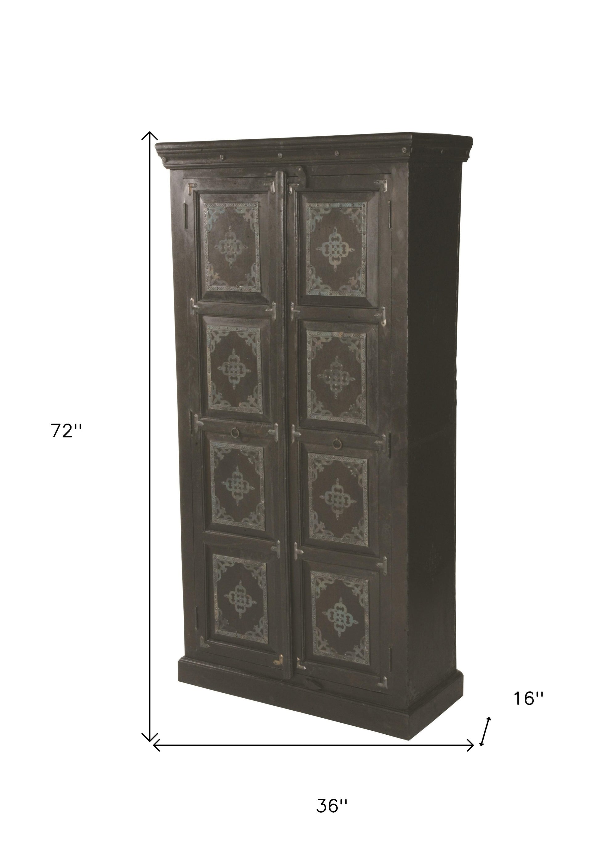 72" Dark Brown Solid Wood Pantry Or Storage Closet - Loft&Timber