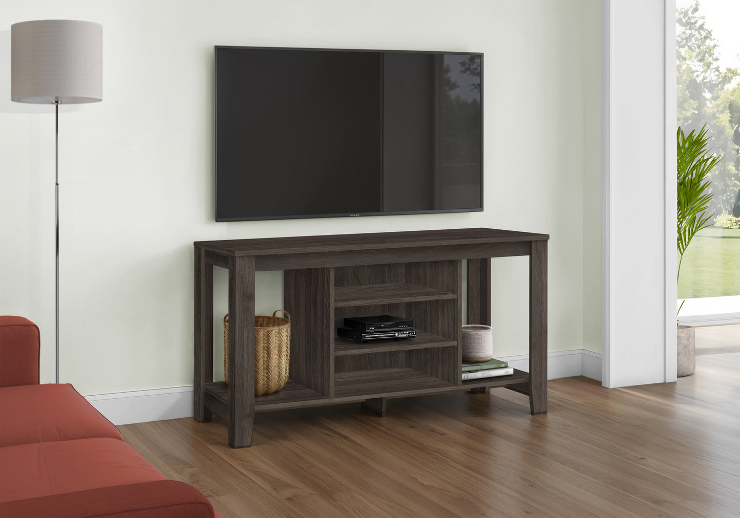 48" Brown Open Shelving TV Stand-6