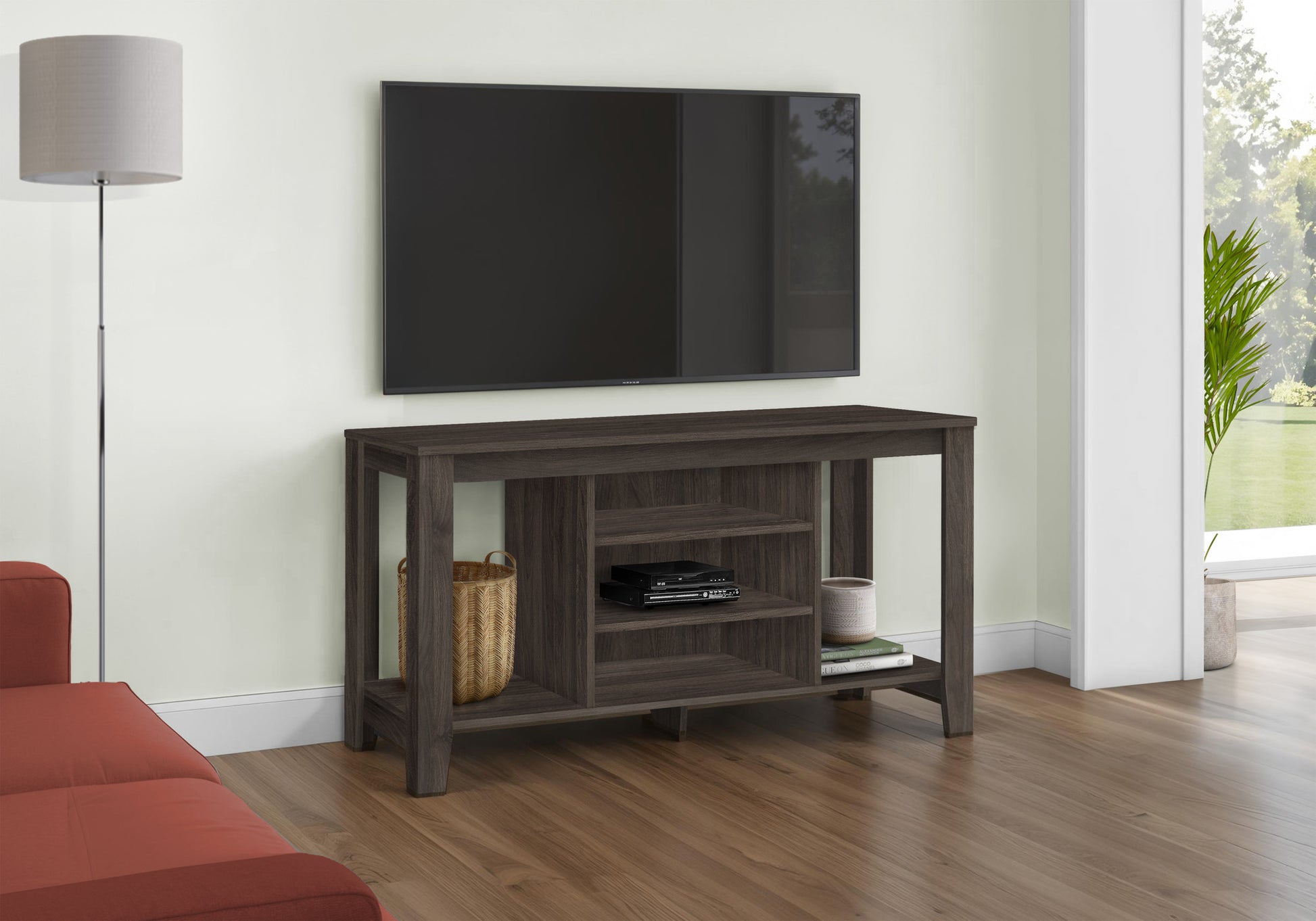 48" Brown Open Shelving TV Stand-6
