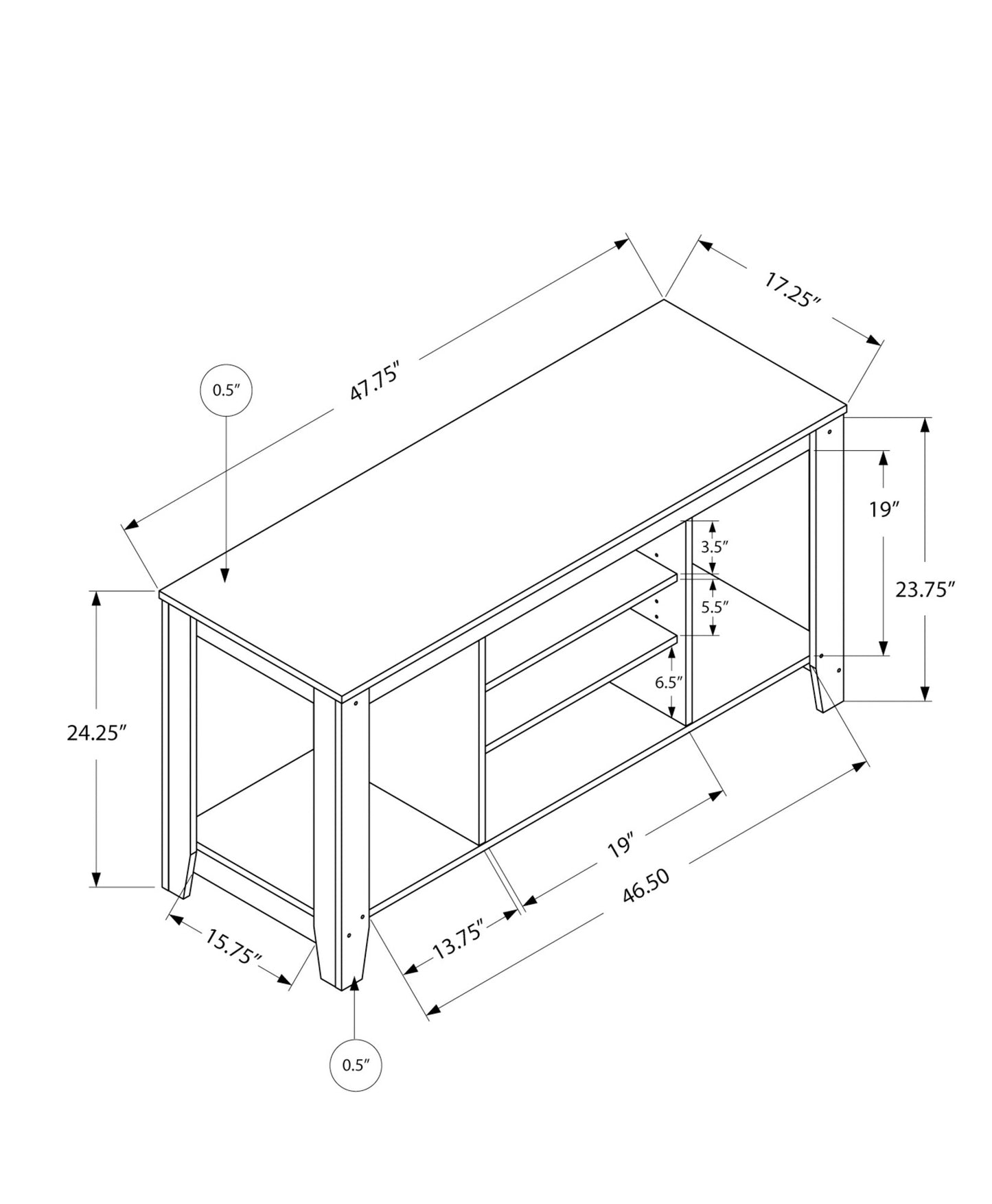 48" Brown Open Shelving TV Stand-8
