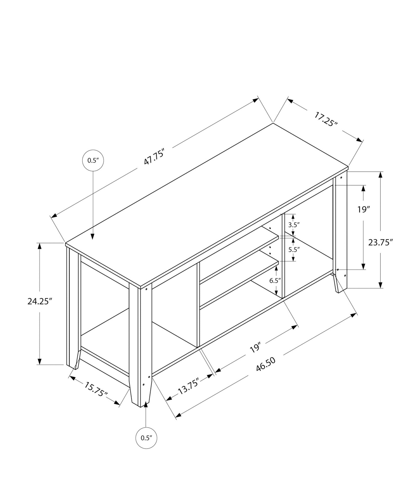48" Brown Open Shelving TV Stand-8