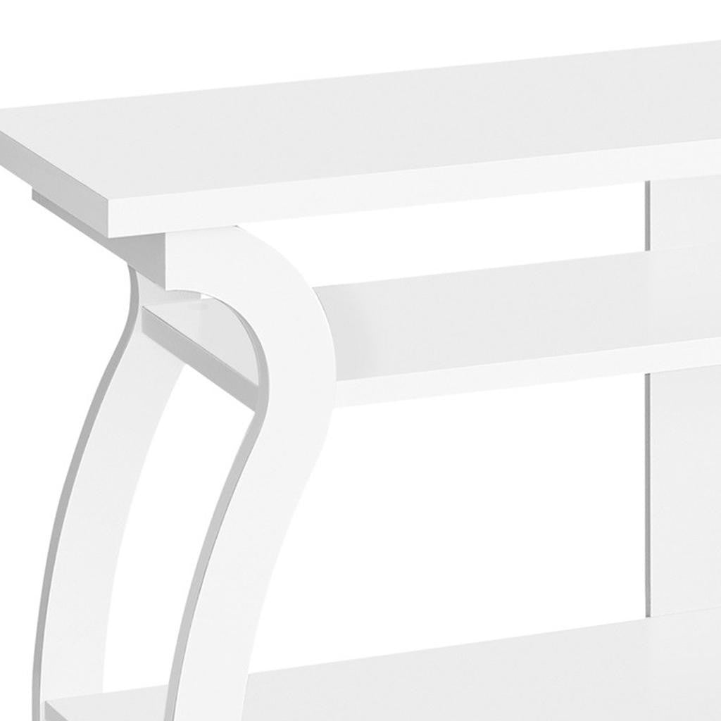 60" White Wood Open Shelving TV Stand-2