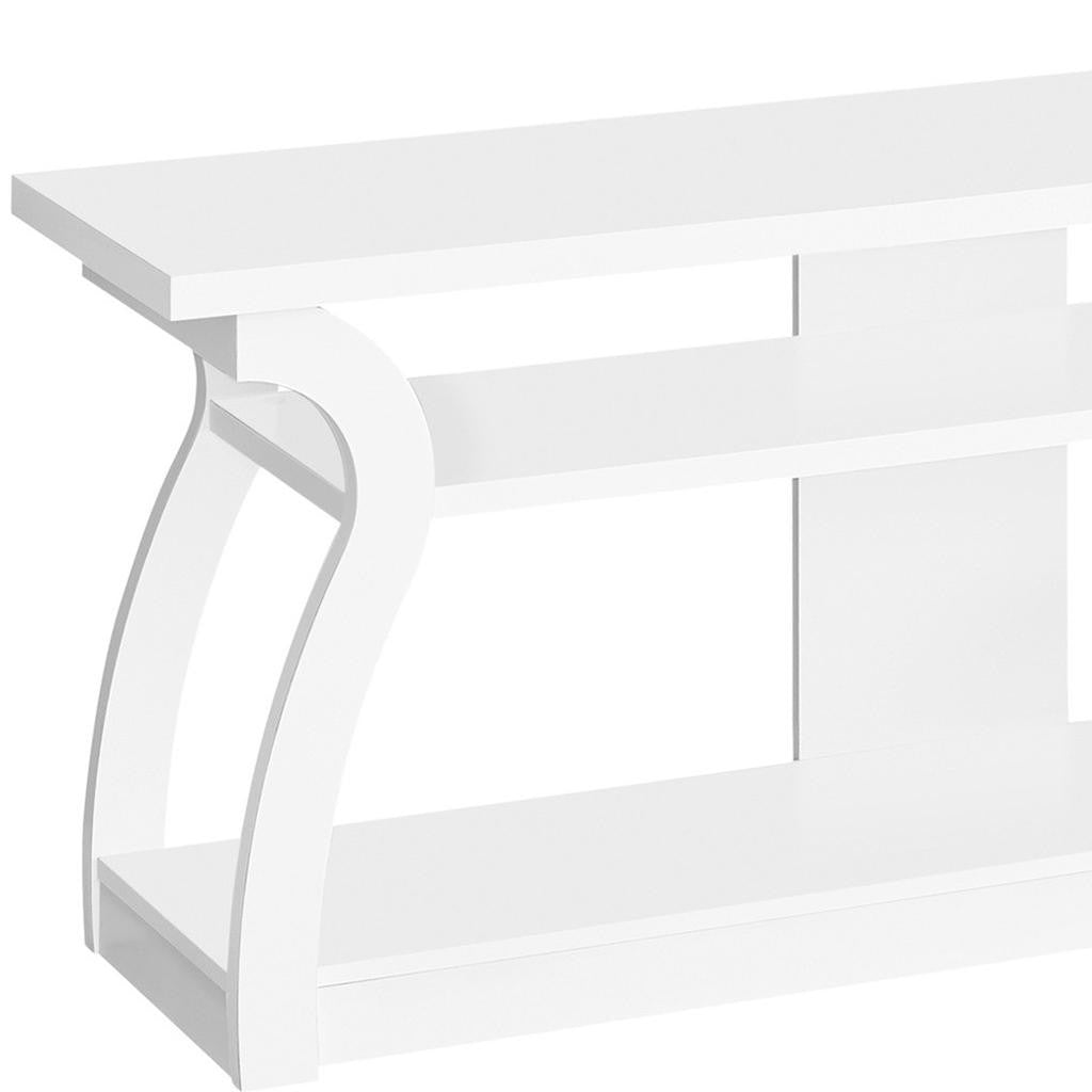 60" White Wood Open Shelving TV Stand-3