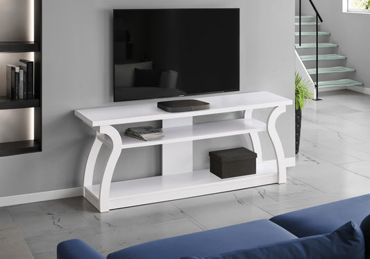 60" White Wood Open Shelving TV Stand-4