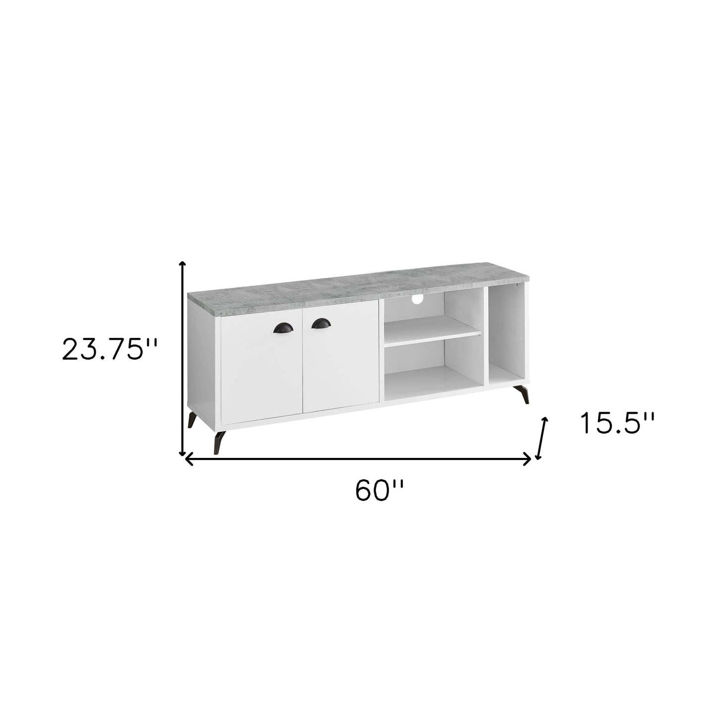 60" White Cabinet Enclosed Storage TV Stand-8