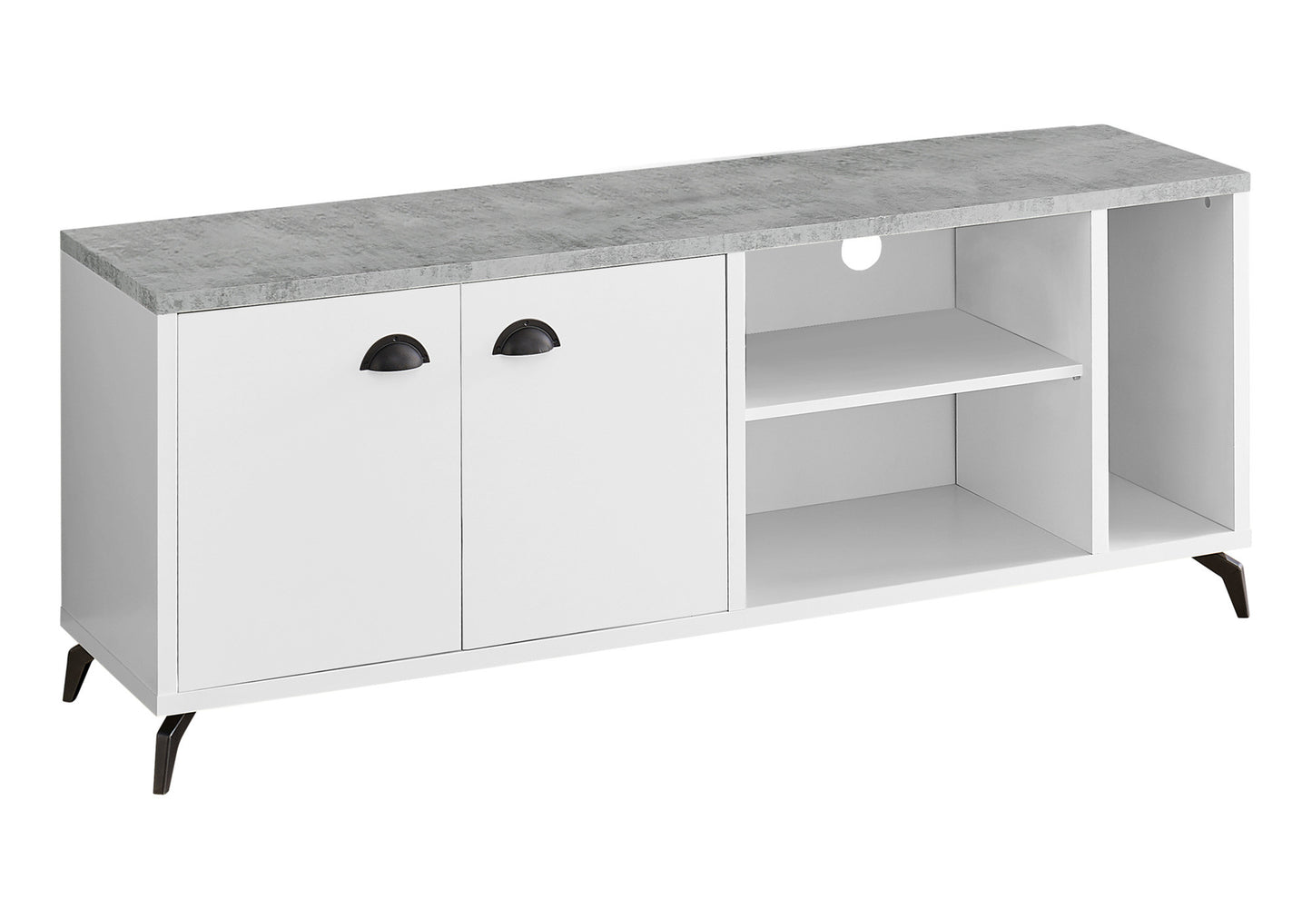 60" White Cabinet Enclosed Storage TV Stand-0