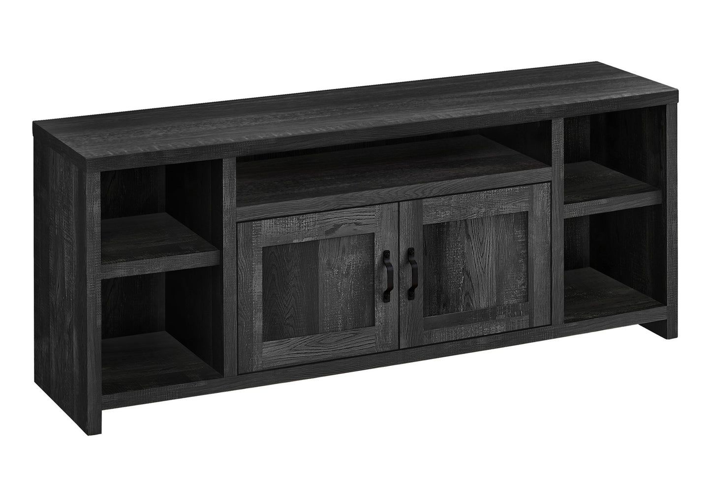 59" Black Cabinet Enclosed Storage TV Stand-1