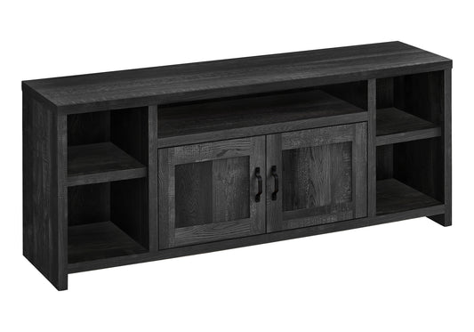 59" Black Cabinet Enclosed Storage TV Stand-1
