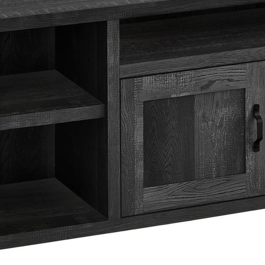 59" Black Cabinet Enclosed Storage TV Stand-2