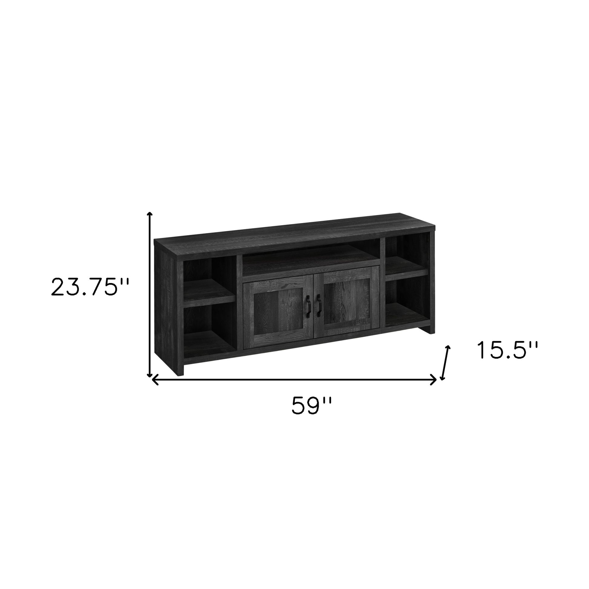 59" Black Cabinet Enclosed Storage TV Stand-5
