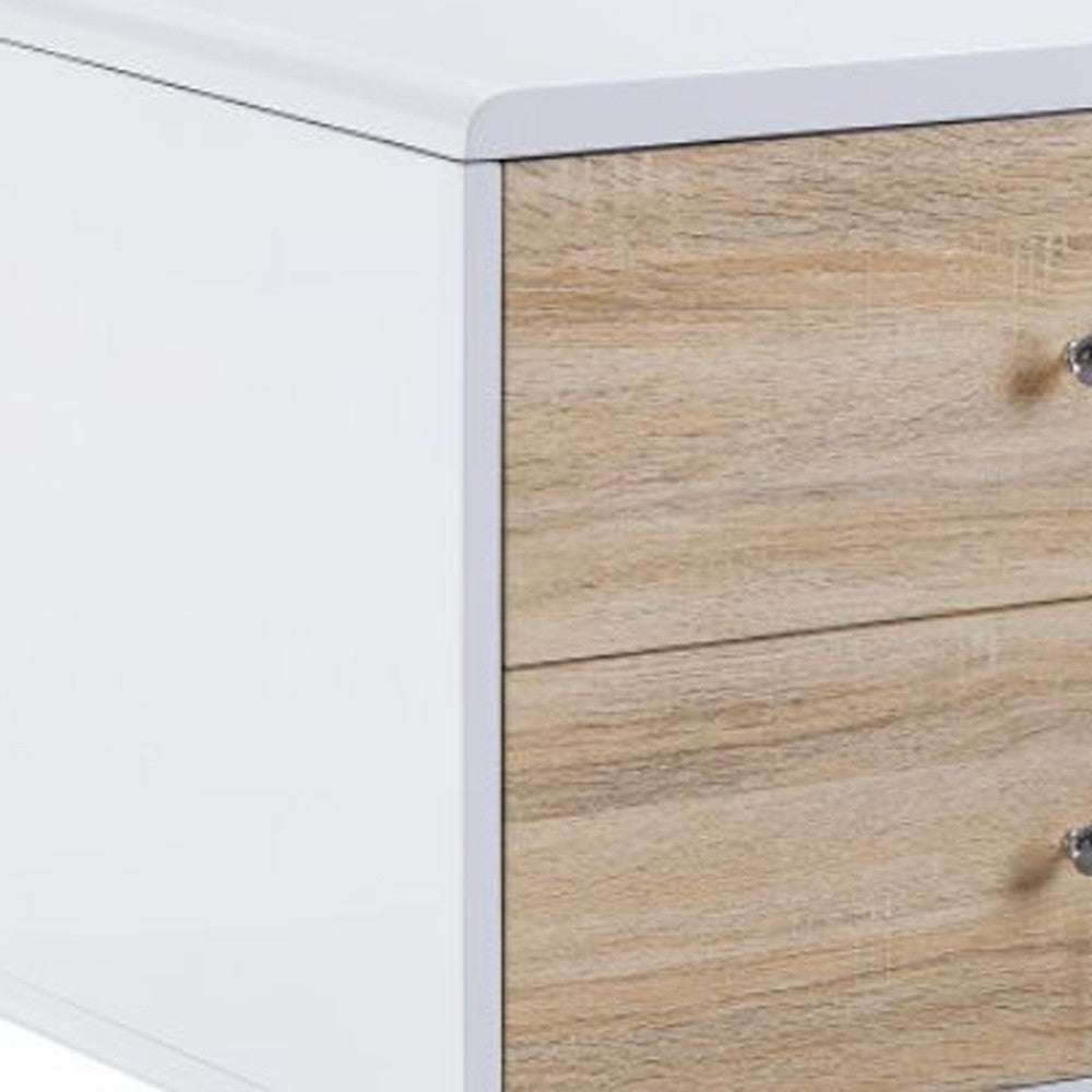 47" White and Natural Wood Frame Coffee Table With Two Drawers - Loft&Timber