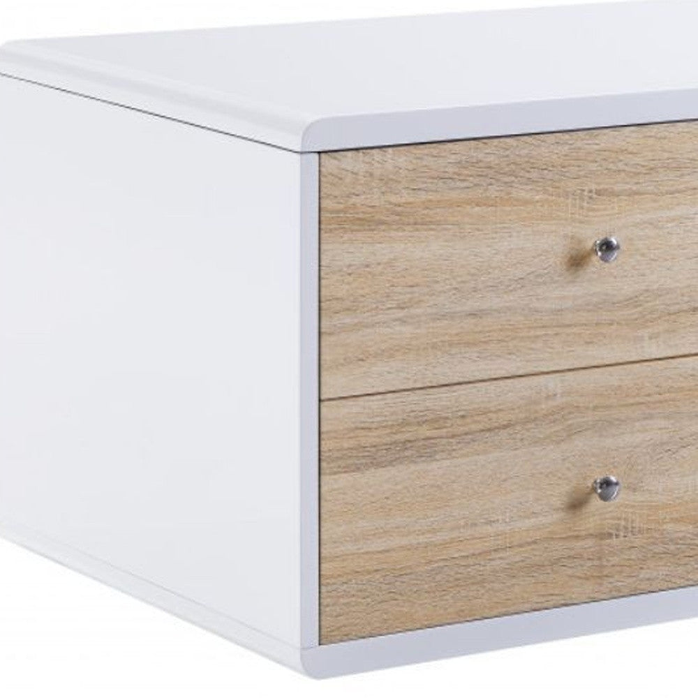 47" White and Natural Wood Frame Coffee Table With Two Drawers - Loft&Timber