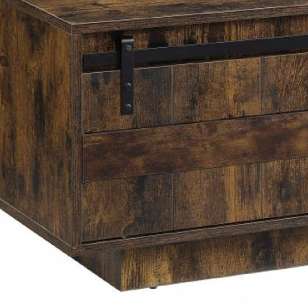 47" Brown and Black Melamine Veneer And Wood Coffee Table With Drawer And Shelf - Loft&Timber