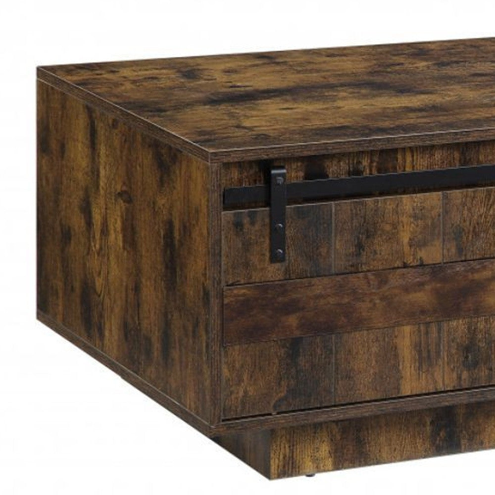 47" Brown and Black Melamine Veneer And Wood Coffee Table With Drawer And Shelf - Loft&Timber