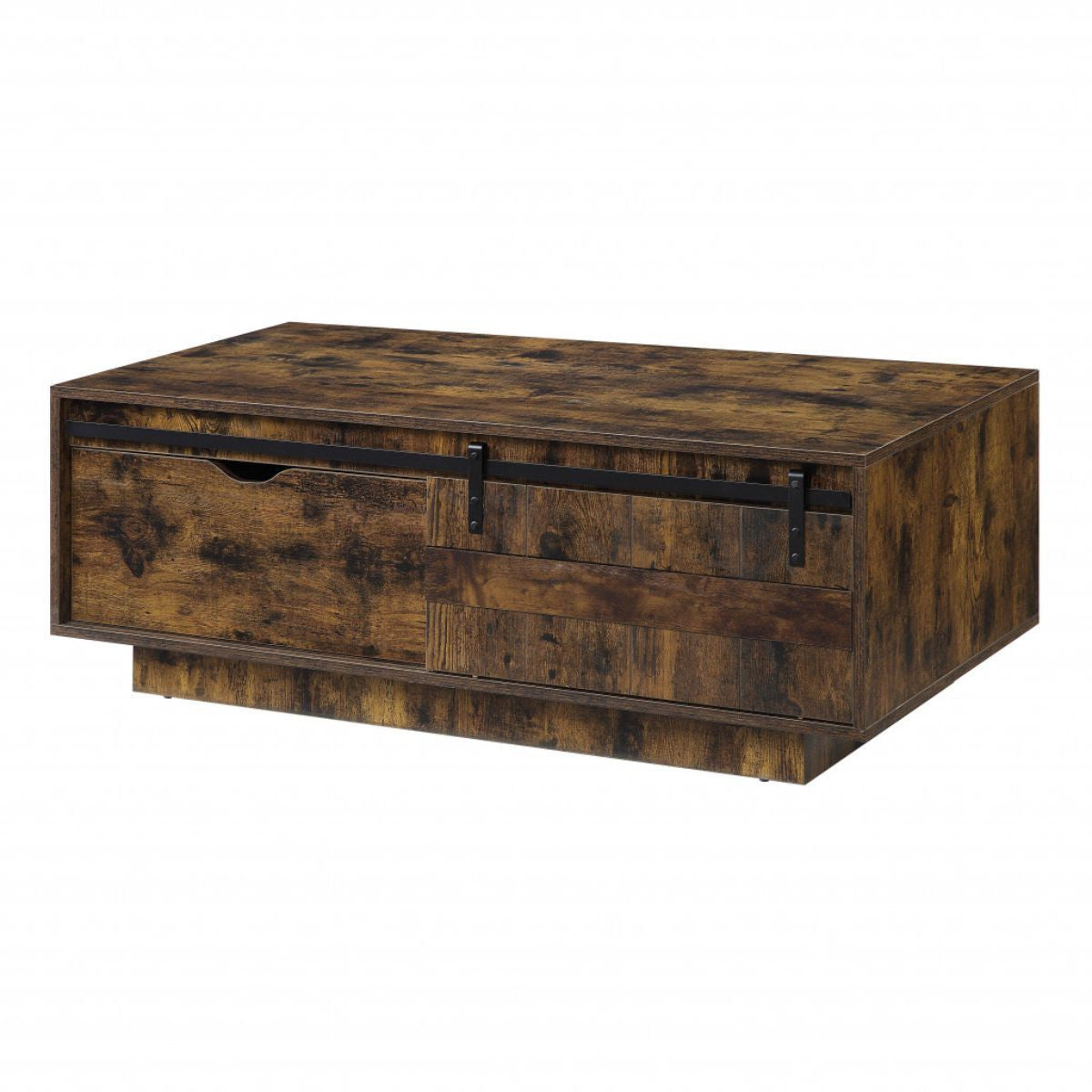 47" Brown and Black Melamine Veneer And Wood Coffee Table With Drawer And Shelf - Loft&Timber