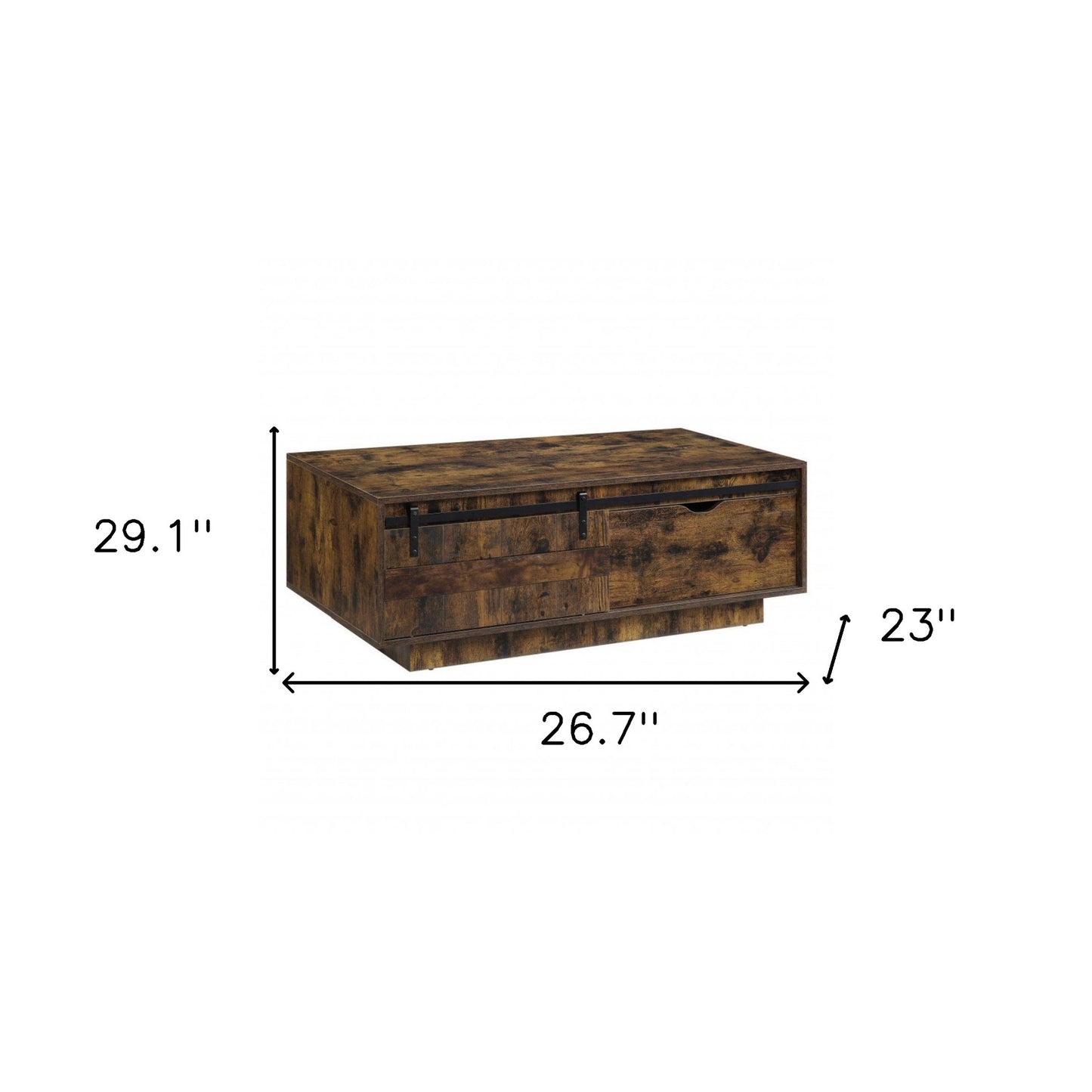 47" Brown and Black Melamine Veneer And Wood Coffee Table With Drawer And Shelf - Loft&Timber