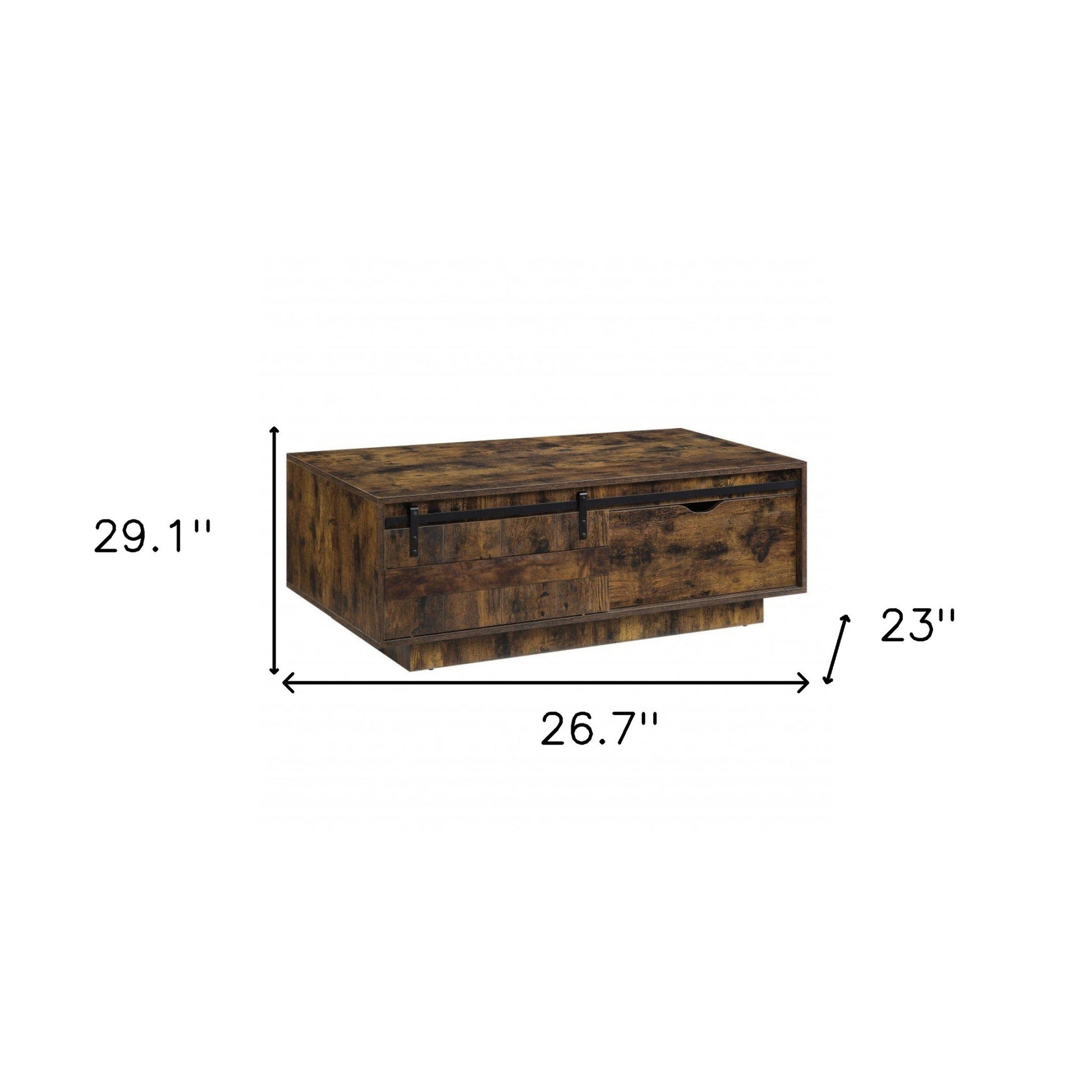 47" Brown and Black Melamine Veneer And Wood Coffee Table With Drawer And Shelf - Loft&Timber