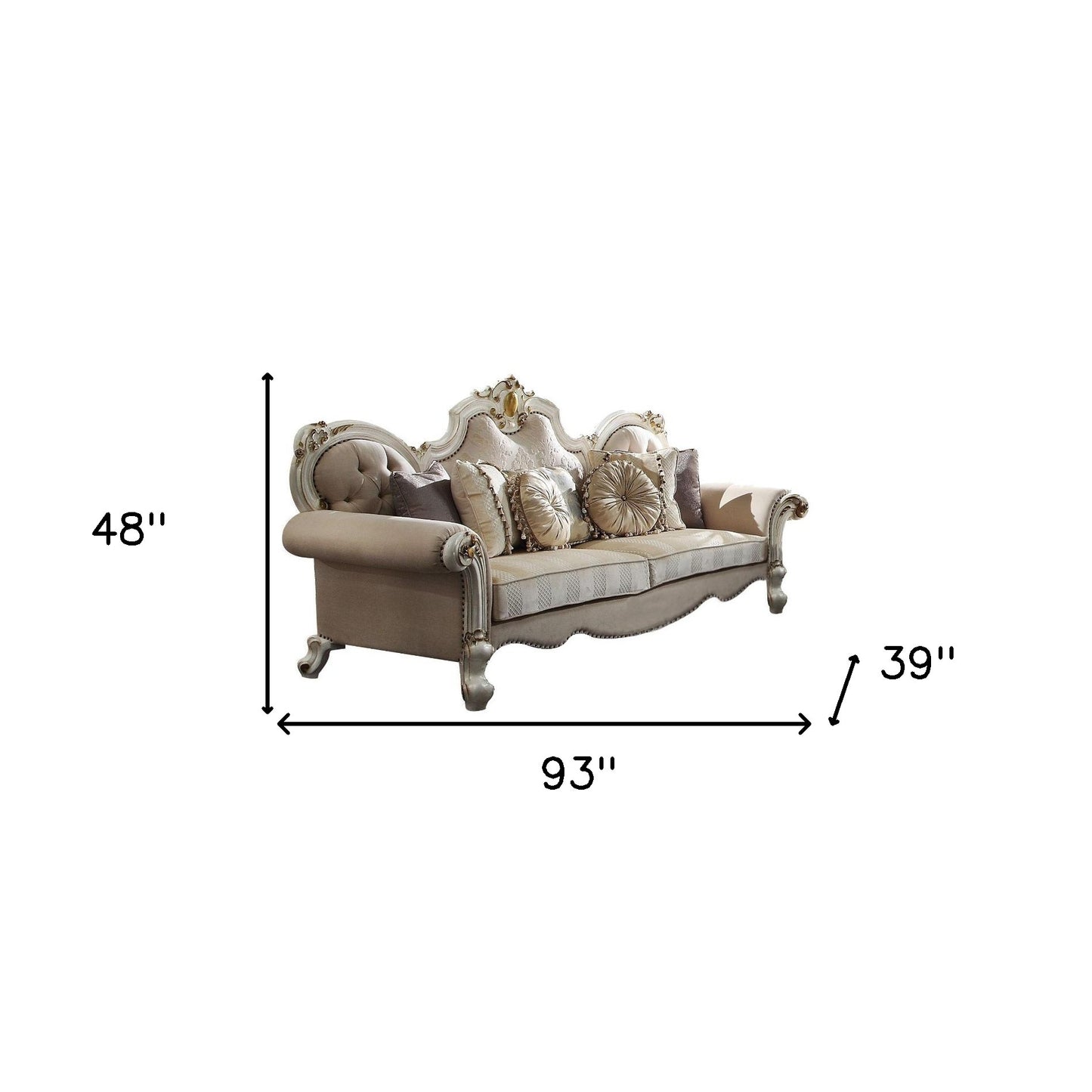 93" Pearl Velvet Sofa And Toss Pillows-3