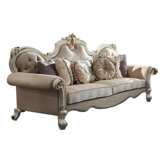 93" Pearl Velvet Sofa And Toss Pillows-1