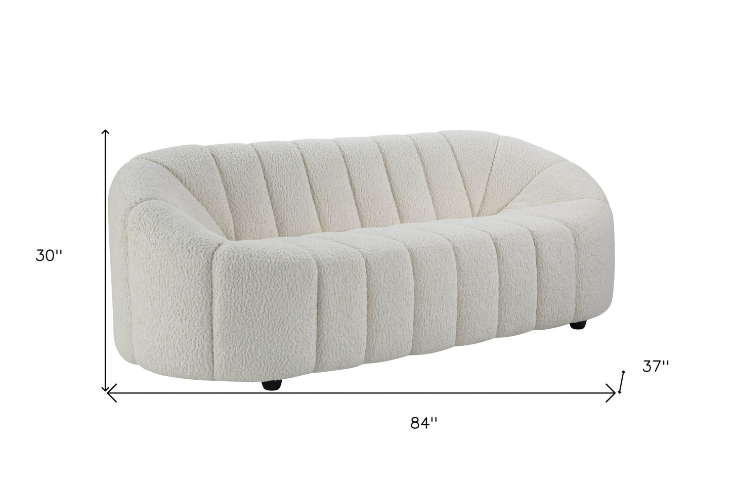 84" White Sherpa Sofa With Black Legs-4