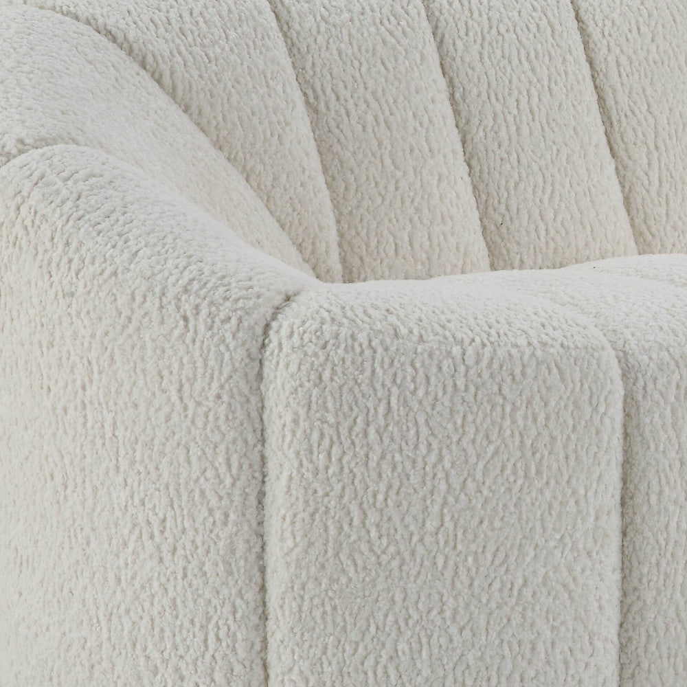84" White Sherpa Sofa With Black Legs-2
