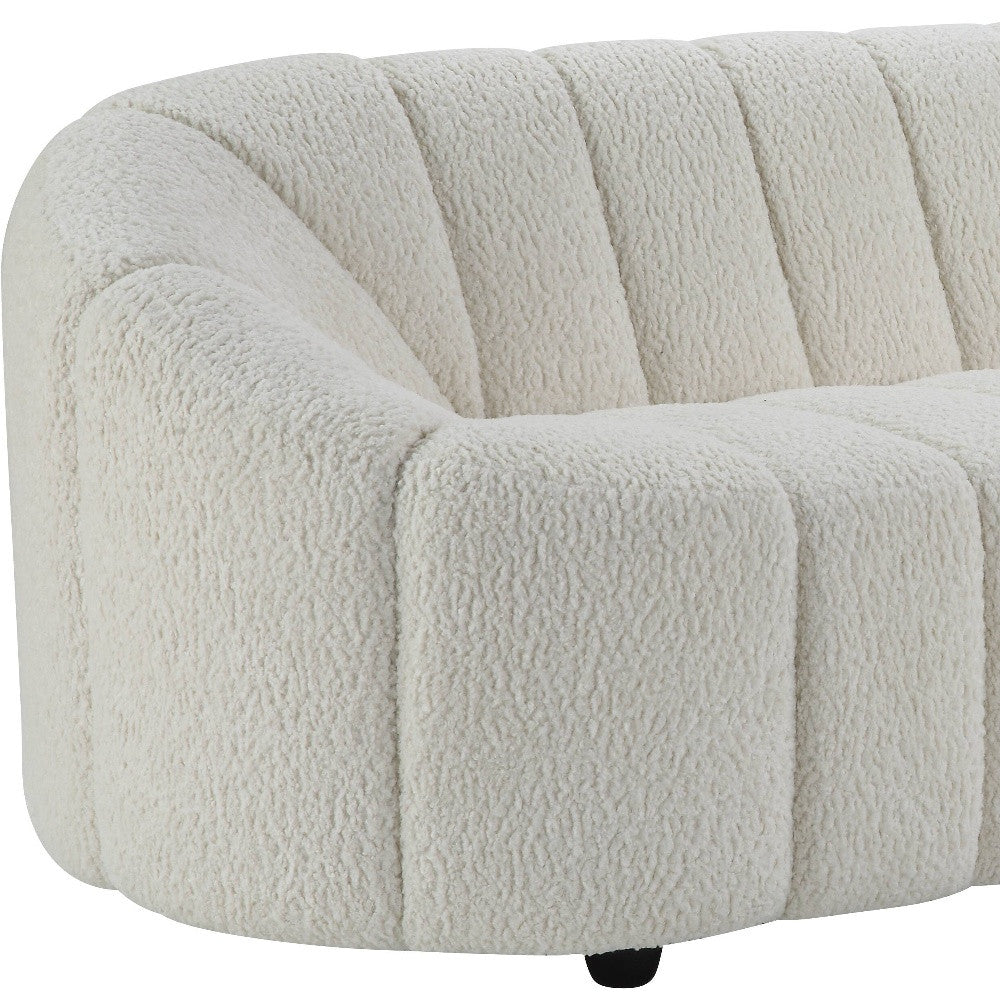 84" White Sherpa Sofa With Black Legs-3