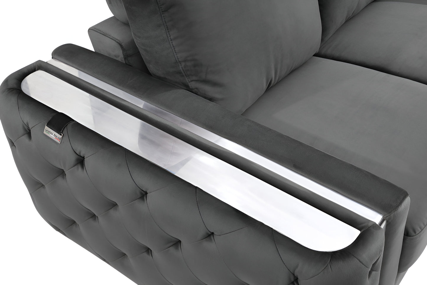 90" Gray Velvet Sofa With Silver Legs-8