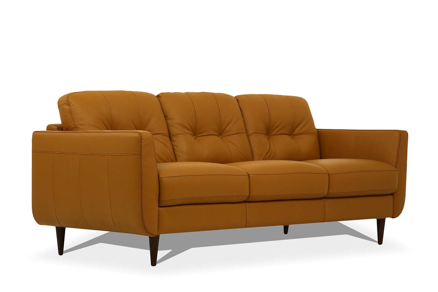 83" Orange Leather Sofa With Black Legs-2