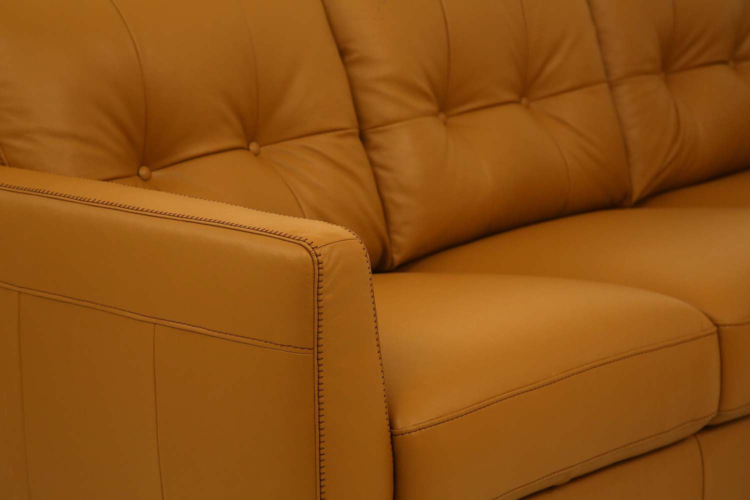 83" Orange Leather Sofa With Black Legs-8
