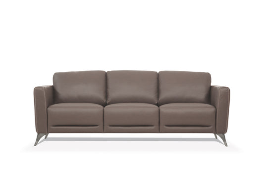 83" Taupe Leather Sofa With Black Legs-1