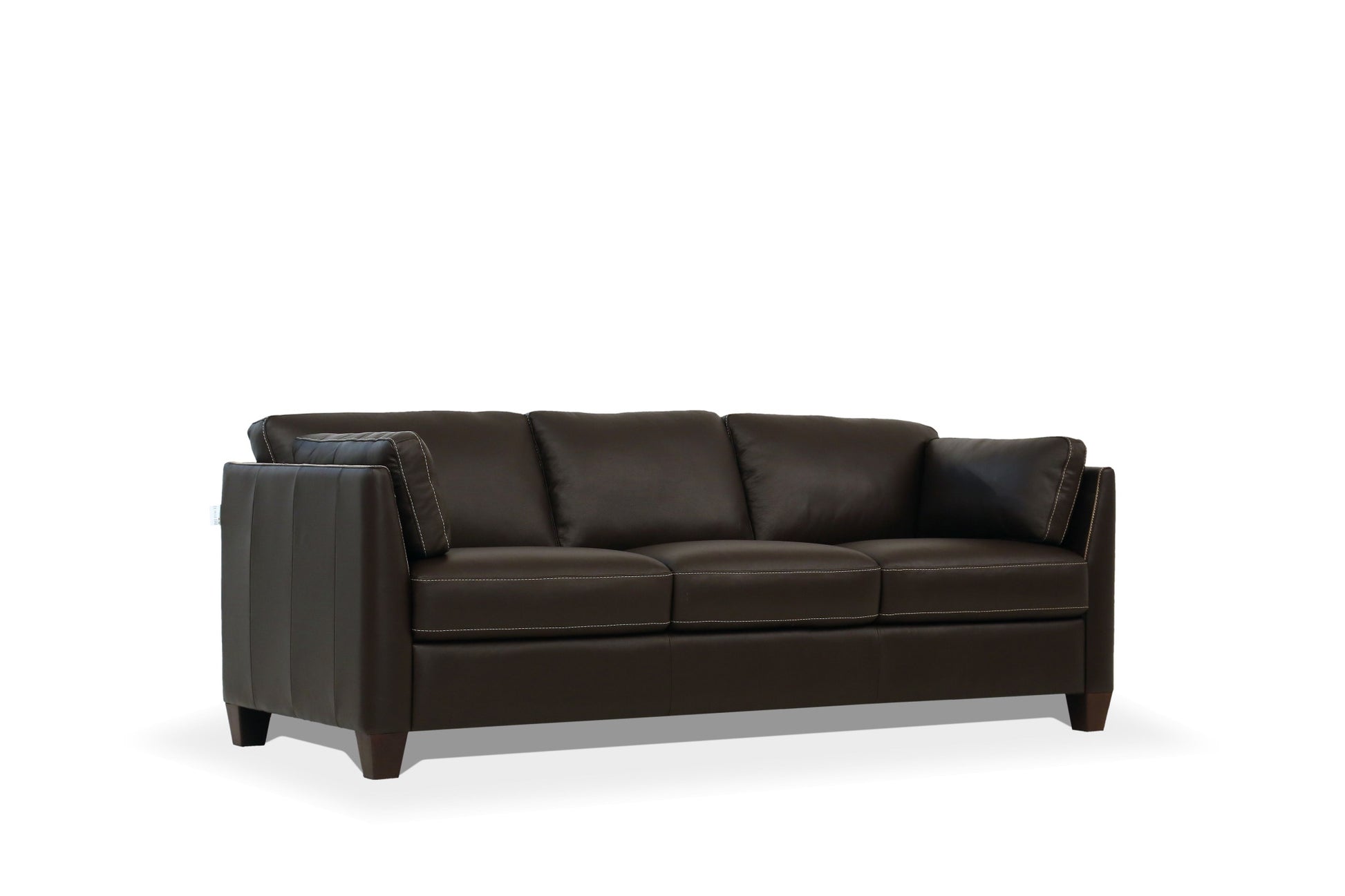 81" Chocolate Leather Sofa With Black Legs-1